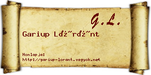 Gariup Lóránt névjegykártya